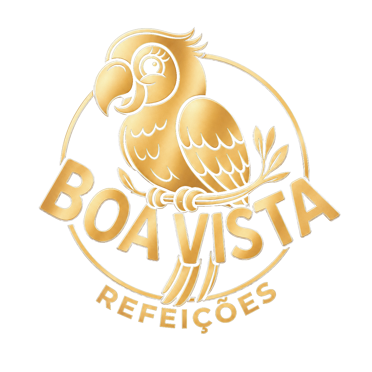 Logo dourada da Boa Vista Refeições com papagaio